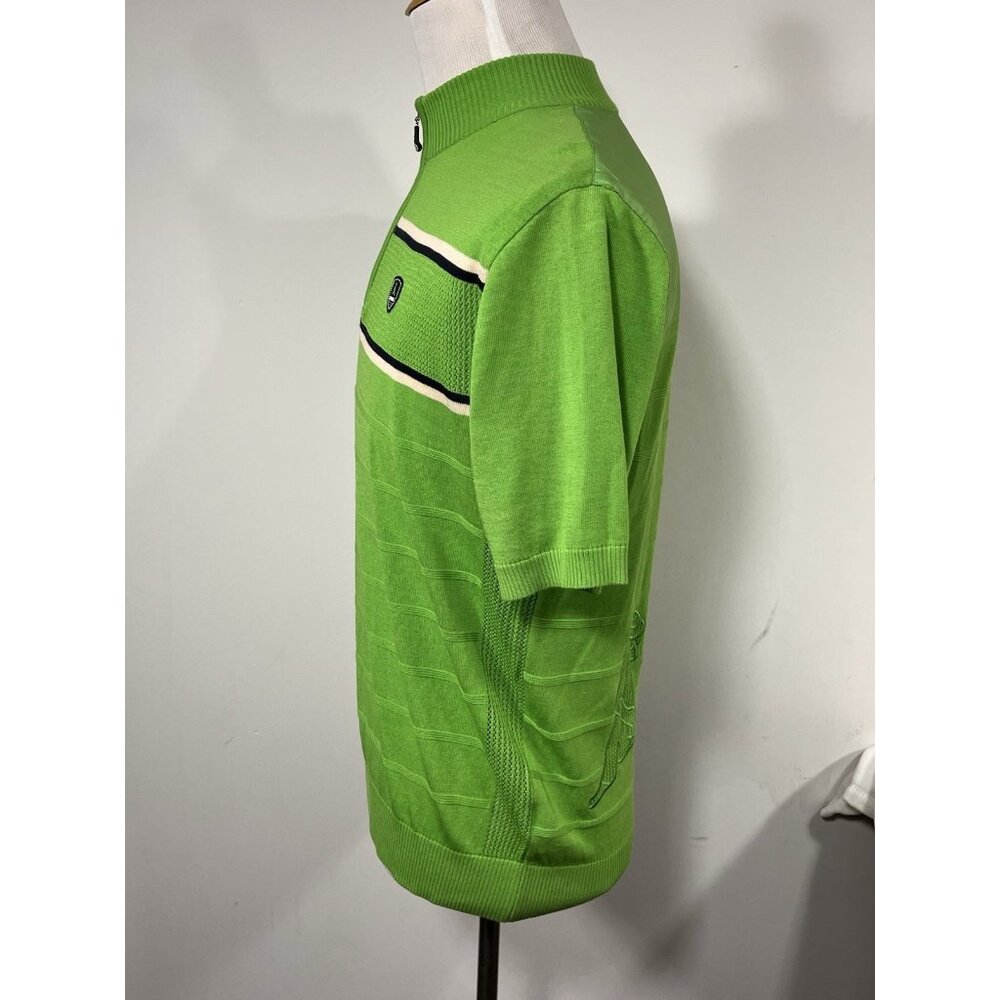 Men’s Size Medium PING Collection Golf Knit Shirt Neon Green Mr Ping Man Logo - Picture 9 of 15